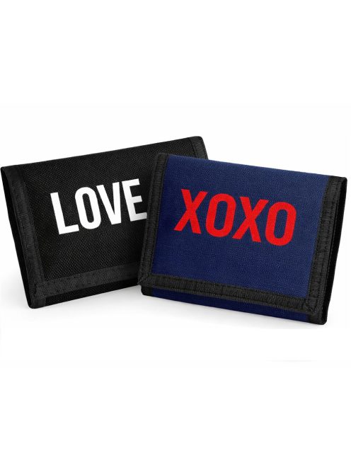 Valentin-napi páros pénztárca szett – LOVE & XOXO felirattal 2 db